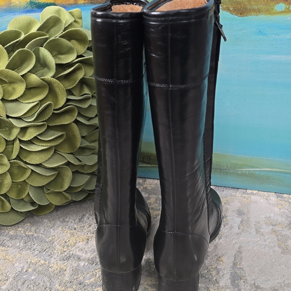 Retro Glossy Rubber Boots with Faux Sherpa Lining Women's Size 7 - Picture 8 of 13